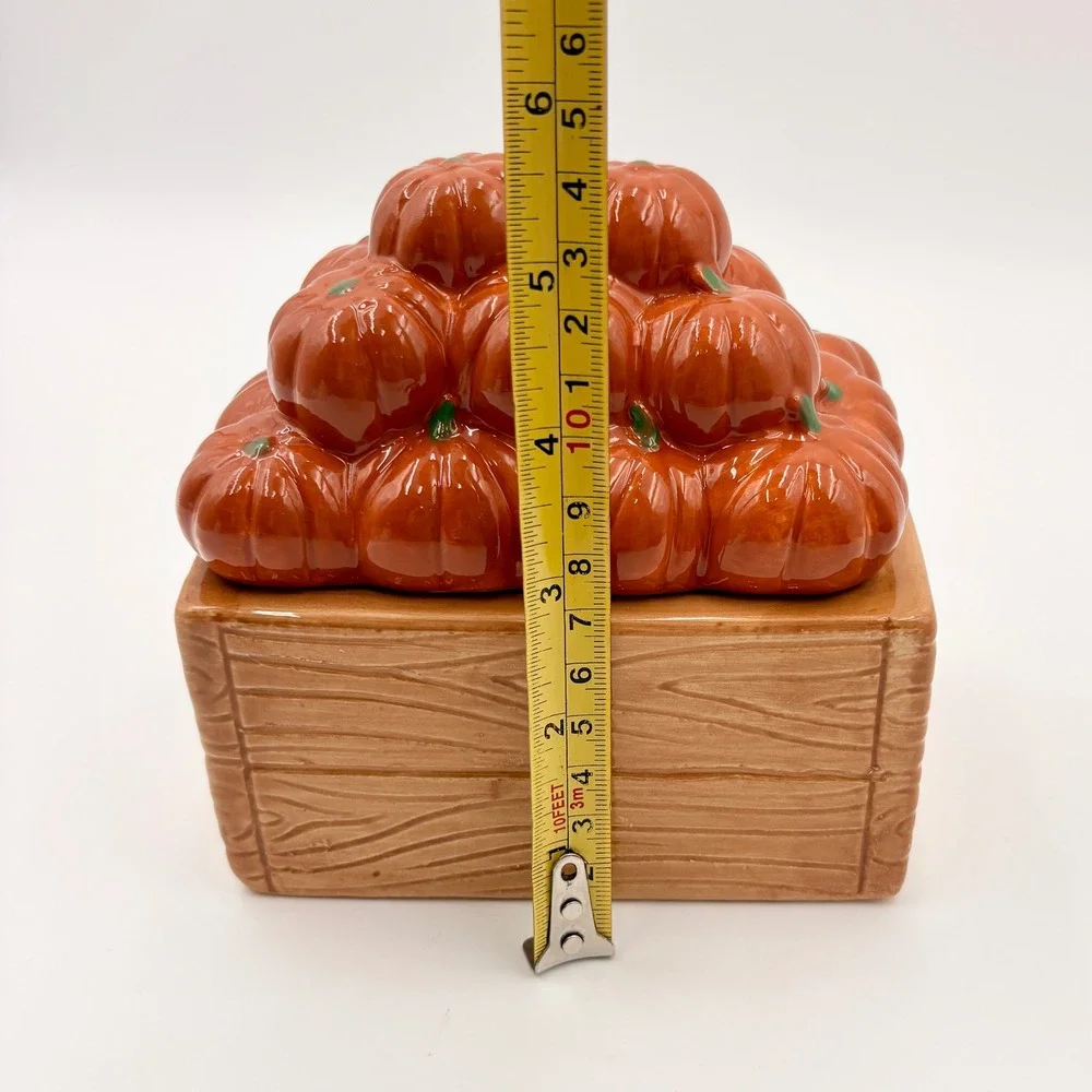 Sterling Farms Pumpkin Patch Scented 2 Wick Candle Ceramic Pumpkin Crate Jar